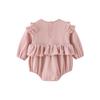 Baby Clothes Long Sleeve Bodysuit Girls Layered Style Newborn Fake Layered Coverall Baby Preparing for Birth Gift Embroidery Solid Pink 12M [Baby koi]
