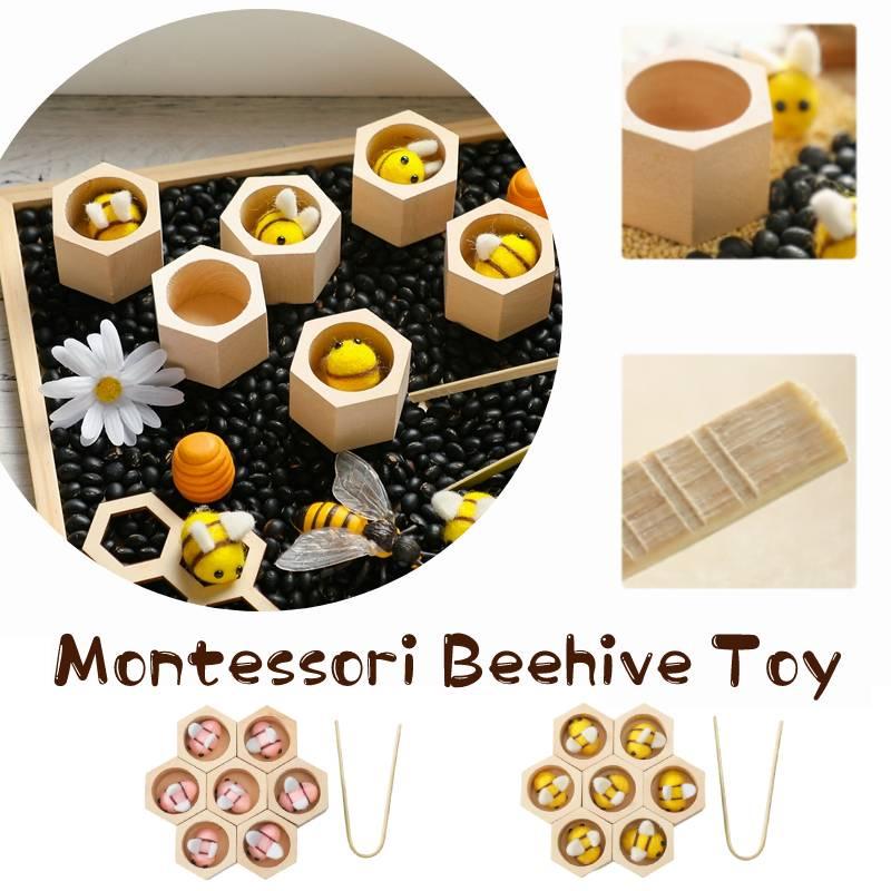 Montessori Wooden Beehive Clip Toy For Children Hand-eye Coordination, Color Recognition And Counting Skills Training