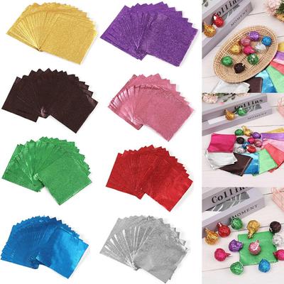 100 Pcs Multicolour Aluminum Foil Candy Chocolate Biscuits Tin Wrapping Paper DIY Metal Embossing Gift Craft Packaging Paper