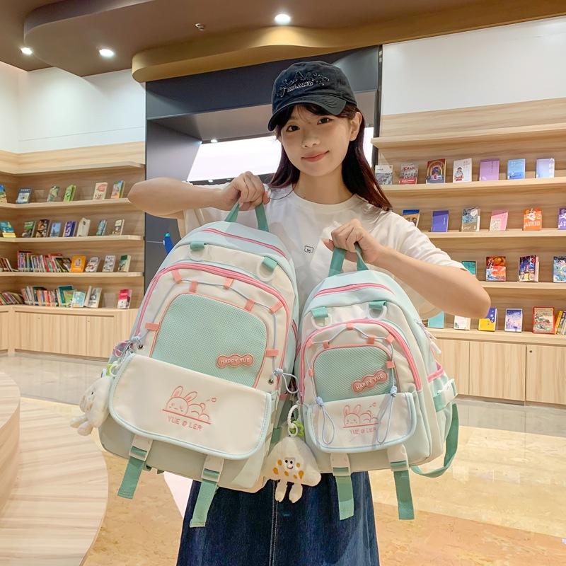 Schoolbag Japanese Macaron Backpack 1011 New School Bag Contrast Color Primary, Junior, High and Middle School Students Large Capacity Backpack