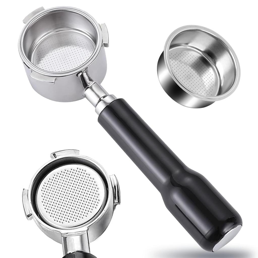 54mm Bottomless Portafilter 3 Ear Espresso Handle Compatible Coffee Machine Black