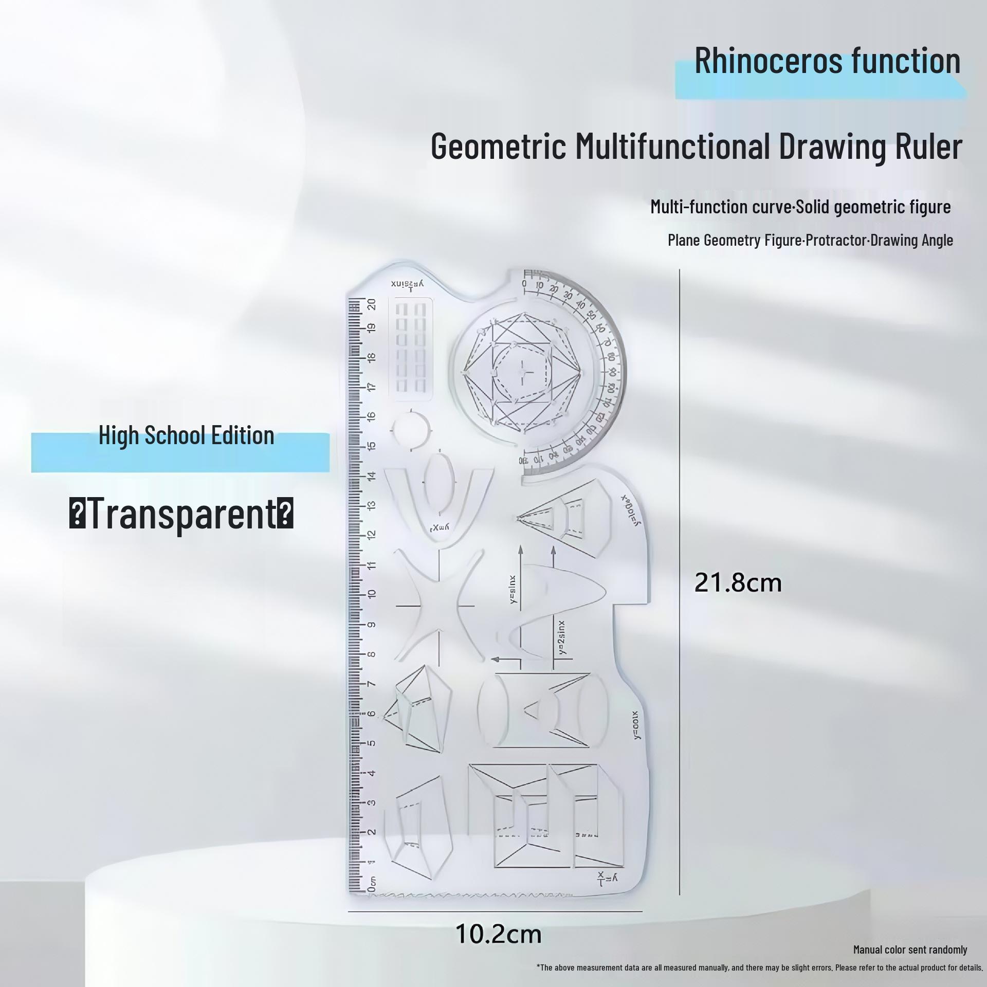 

Многофункциональный набор геометрических чертежных линеек для студентов: Включает треугольную линейку и транспортир, идеально подходит для геометрии в начальной и средней школе. Approx. 21.8 cm