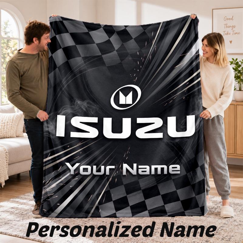 Isuzu Personalized Flannel Blanket Custom Name Text Soft Throw Blanket Home Decor