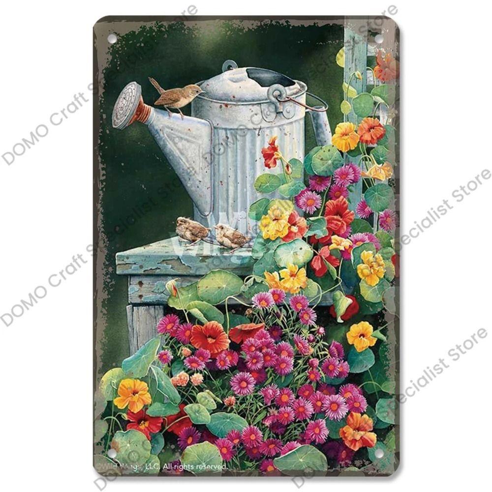 

Metal Garden Sign Retro Floral Decor 20x30 cm Outdoor Wall Art