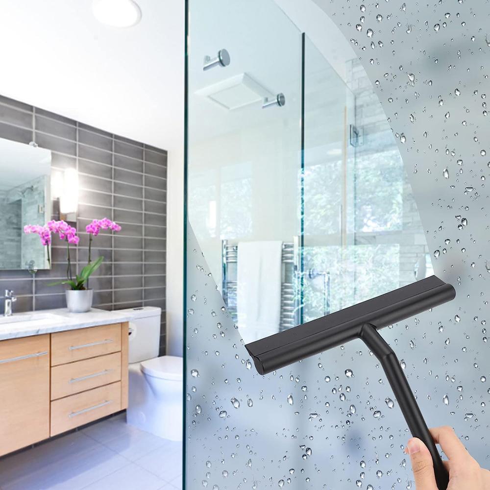 Shower Squeegee for Glass Doors Silicone Squeegee with Hook Bathroom Shower Mirrors Tiles and Car Windows Streak Free Cleaning