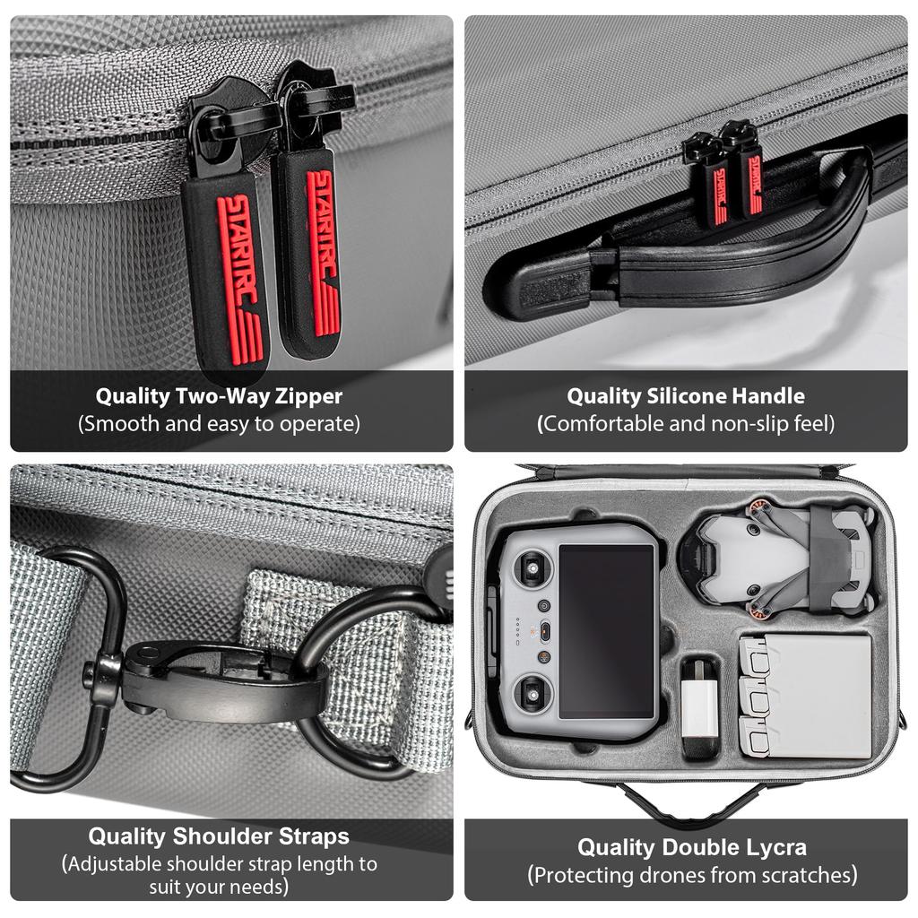 STARTRC DJI Mini 4 Pro Case, Mini 4 Pro Fly More Combo Bag, Drone Portable Bag, PU Case, Accessories, Portable Carrying Case, Water-Resistant, Full