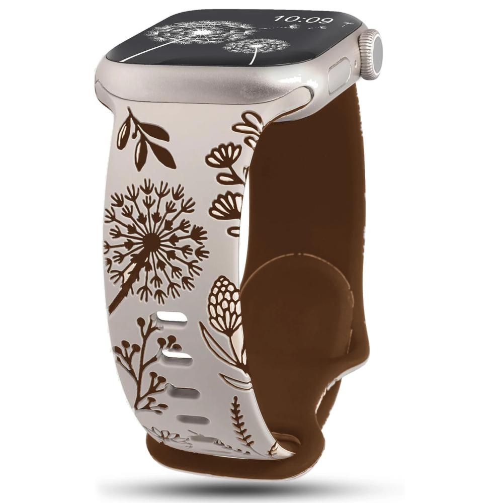 

Гравированный ремешок для Apple Watch Band 40 мм 44 мм 41 мм 49 мм 45 мм 46 мм 42 мм силиконовый браслет для iwatch серии 10 9 7 se 6 5 4 8 38mm 40mm 41mm коричневый