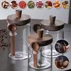 Food Storage Container Glass Jar with Wooden Lid & Scoop Grain Spice Coffee Bean