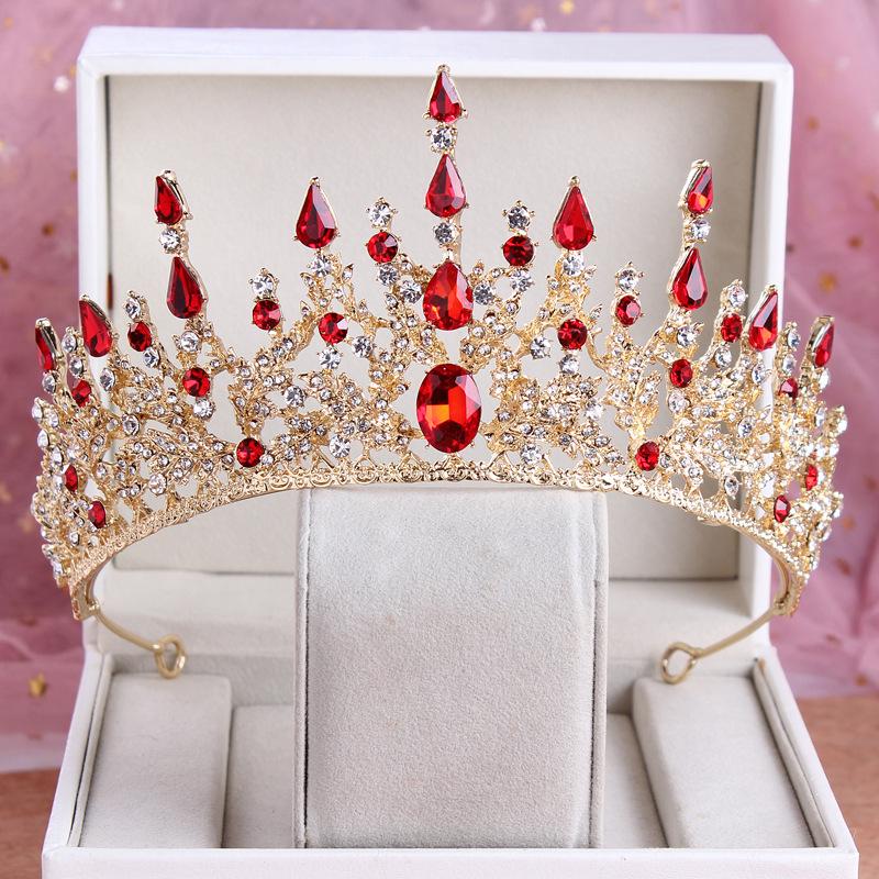 

Elegant European-American Rhinestone Bridal Crown Headpiece - Red Wedding Dress Accessory