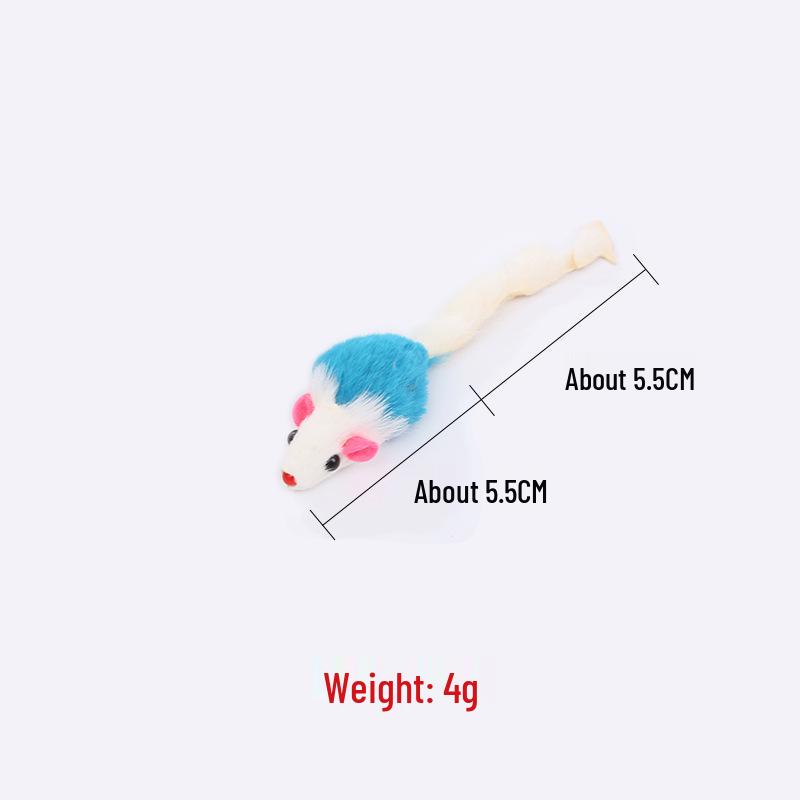 Colorful Rabbit Fur Mouse Cat Toy with Sand and Gravel for Self-Play