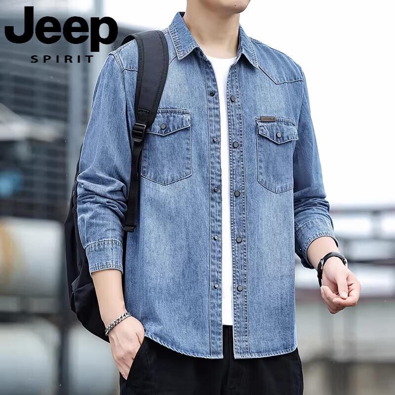 JEEP SPIRIT Men s Casual Denim Shirt M