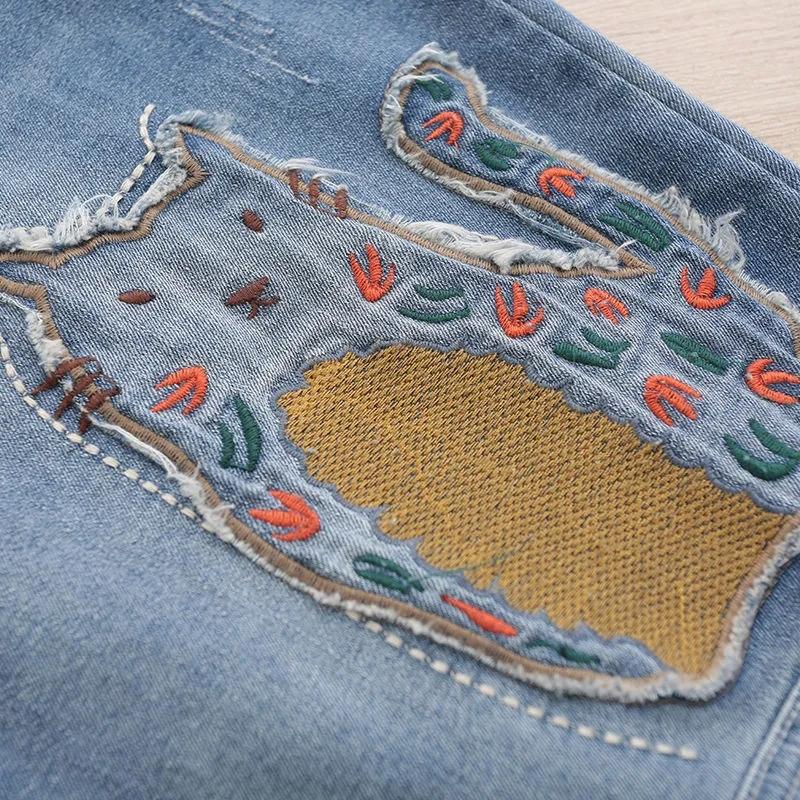 High Waisted Jeans for Women Spring Autumn Version Loose Embroidered Patch Fabric Nine Point Harem Pants Female
