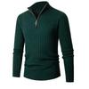 Autunno e Inverno Maglione da Uomo a Maniche Lunghe a Righe Verticali a Semicollo Alto con Fondo Zippato Maglione da Uomo