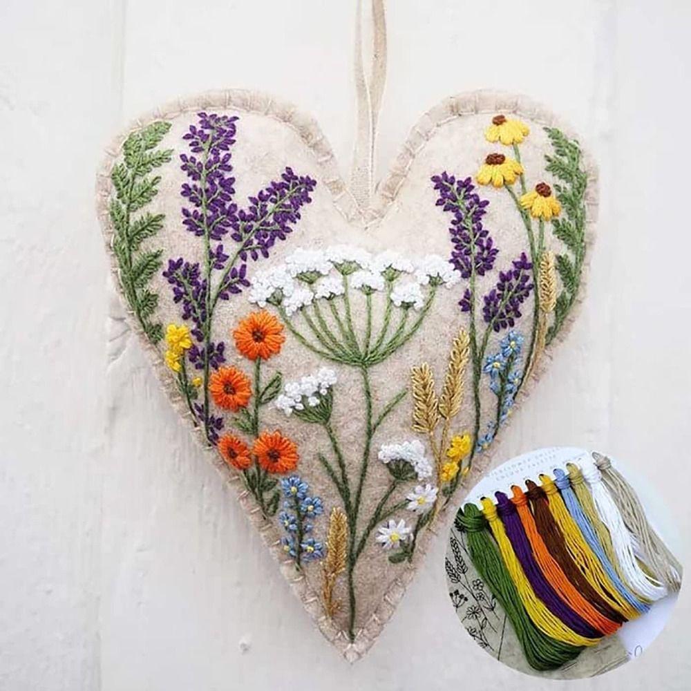 Buy Needlework Cross Stitch Kits Yarn Embroidery Heart Wildflower