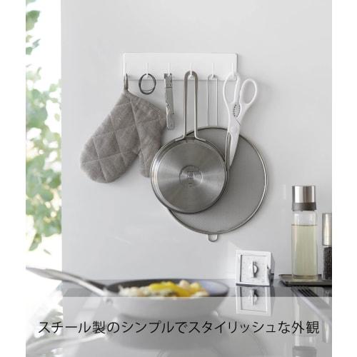 Yamazaki Film Hooks, Kitchen Tool Hooks, 6-Piece Set, White, Dimensions: W25 X D4 X H6cm, Tower, Floating Storage, Easy Installation, Product Code: 21