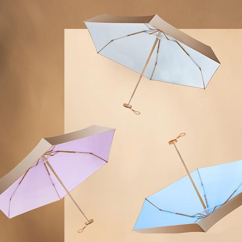 Luxury Golden UV Umbrella Rain Women Cute Pocket Mini Sun Umbrella Patio Six Folding Parasol Outdoor Foldable Unbrella UPF50+