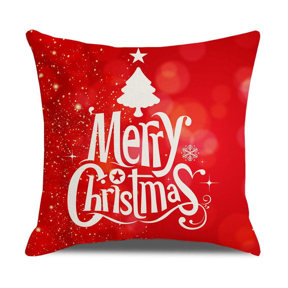New Red and White Christmas Pillowcase Homewares Cartoon Elk Linen Sofa Pillowcase