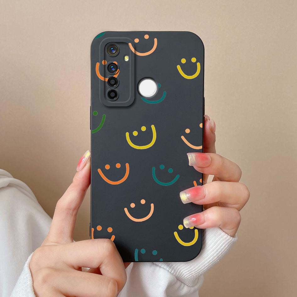 Für Oppo Realme Q3 Q3i V15 Q5i X2 X7 Q5 Q V13 A5 Pro F29 Handyhülle Pop-Etikettenmuster Weich Glatt Flüssigsilikon Linsenschutzhülle Für Oppo Hülle