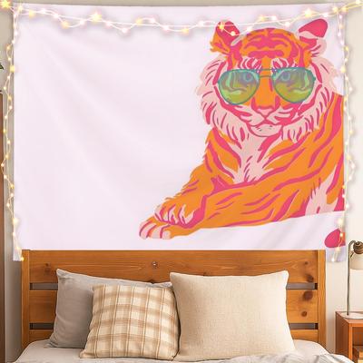 Orange Tiger Tapestry  Trendy Preppy Wall Art Cool Animal Decor for Teen Girl Dorm Bedroom 50x60 Inches