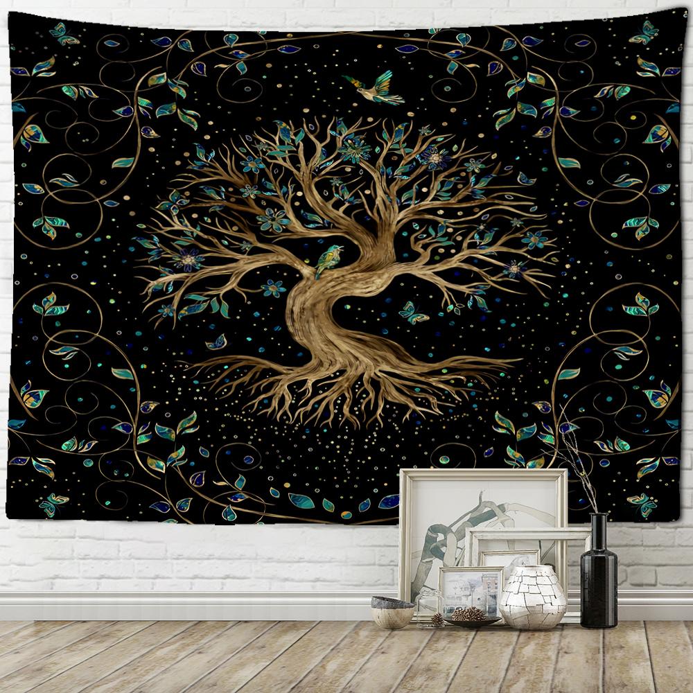 Tree of Life Background Cloth Tapestry Psychedelic Polyester Fabric Printed Bohemian Style Wall Hanging Home Decor