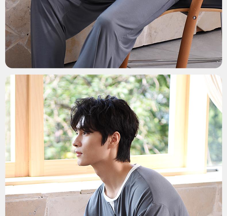 Xuan Liang Men's Modal Thin Short-Sleeved Pants Casual Home Furnishing Set