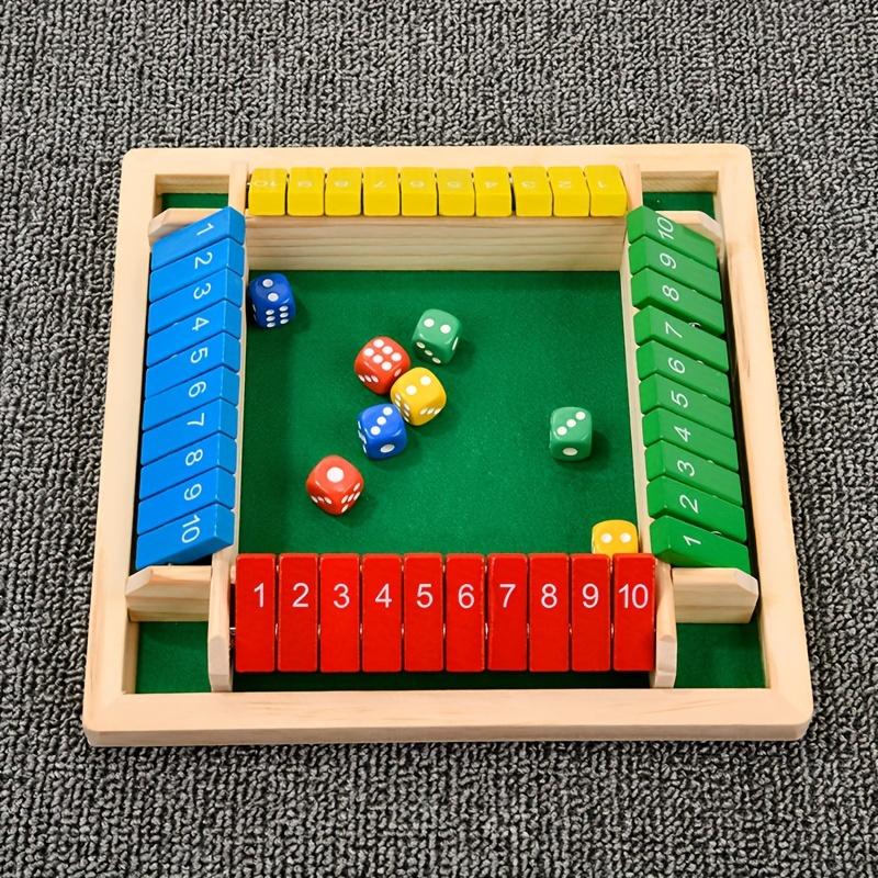 Colorful Wooden Four-Sided Number Folding Board Game Interactive Dice Card Game for Toddlers, Develops Fine Motor Skills Cognitive Abilities,