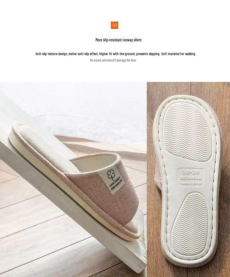Unisex Cotton Linen Indoor Slippers - Non-Slip, All-Season Comfort for Couples