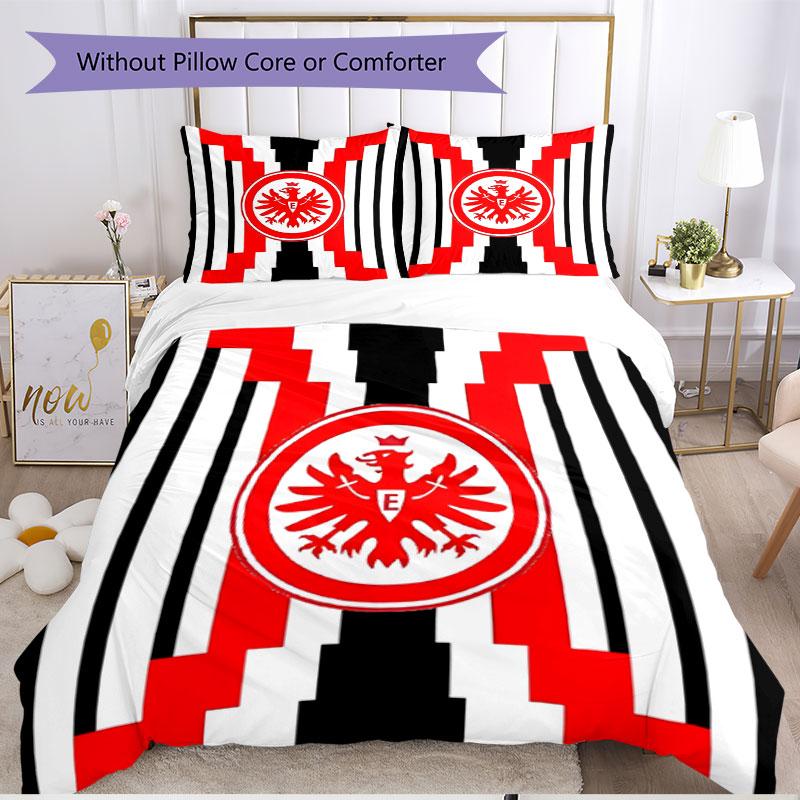 3-teiliges Bettbezug-Set (1 * Bettbezug + 2 * Kissenbezug, ohne Kern), Eintracht Frankfurt Print Weiches Ganzjahres-Bettwäscheset, Heim-Schlafzimmer-Dekoration Geschenk