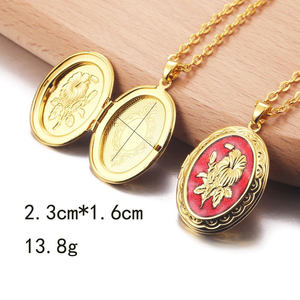 Golden Locket Pendant Mood Necklace Emotion Women Men Lovers Photo Frame Box Choker Necklaces Fashion Love Enamel Jewelry