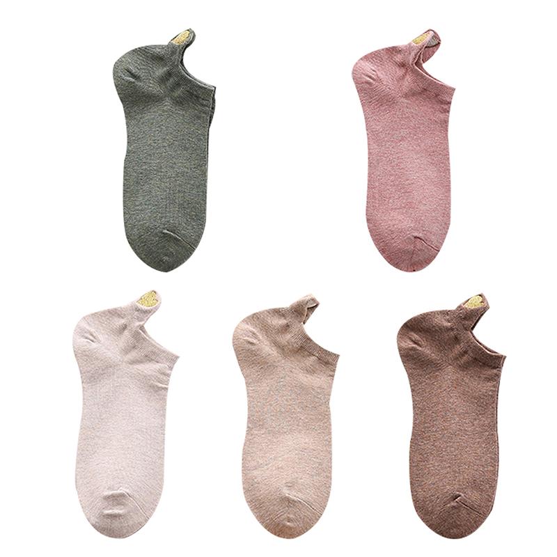 

5 пар низких однотонных носков, женские носки из шелка с вышивкой в виде сердца, хлопковые носки с принтом короны One Size