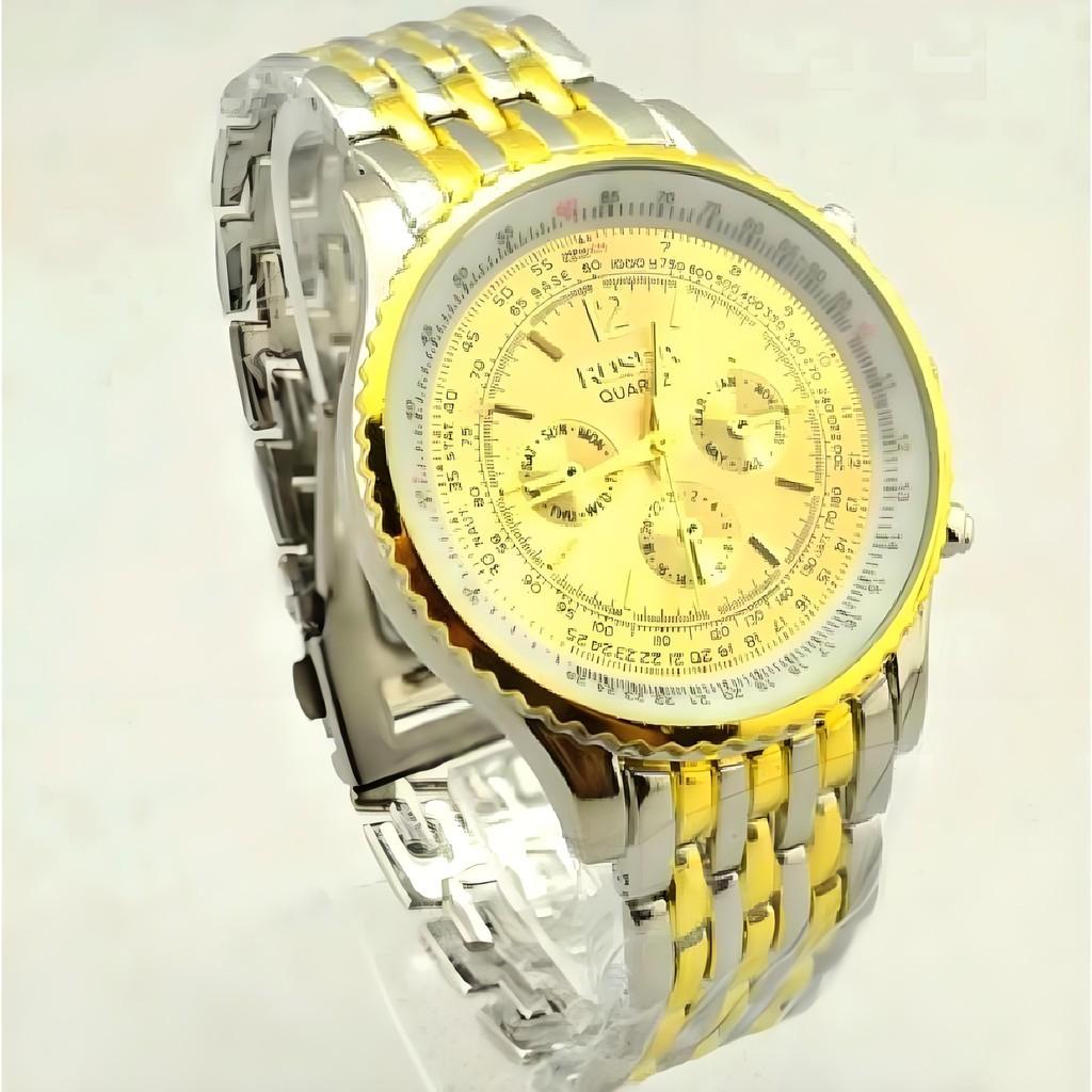 

Деловые кварцевые мужские часы Корпус из нержавеющей стали Ремешок из каучука Формальная одежда Повседневный Gold