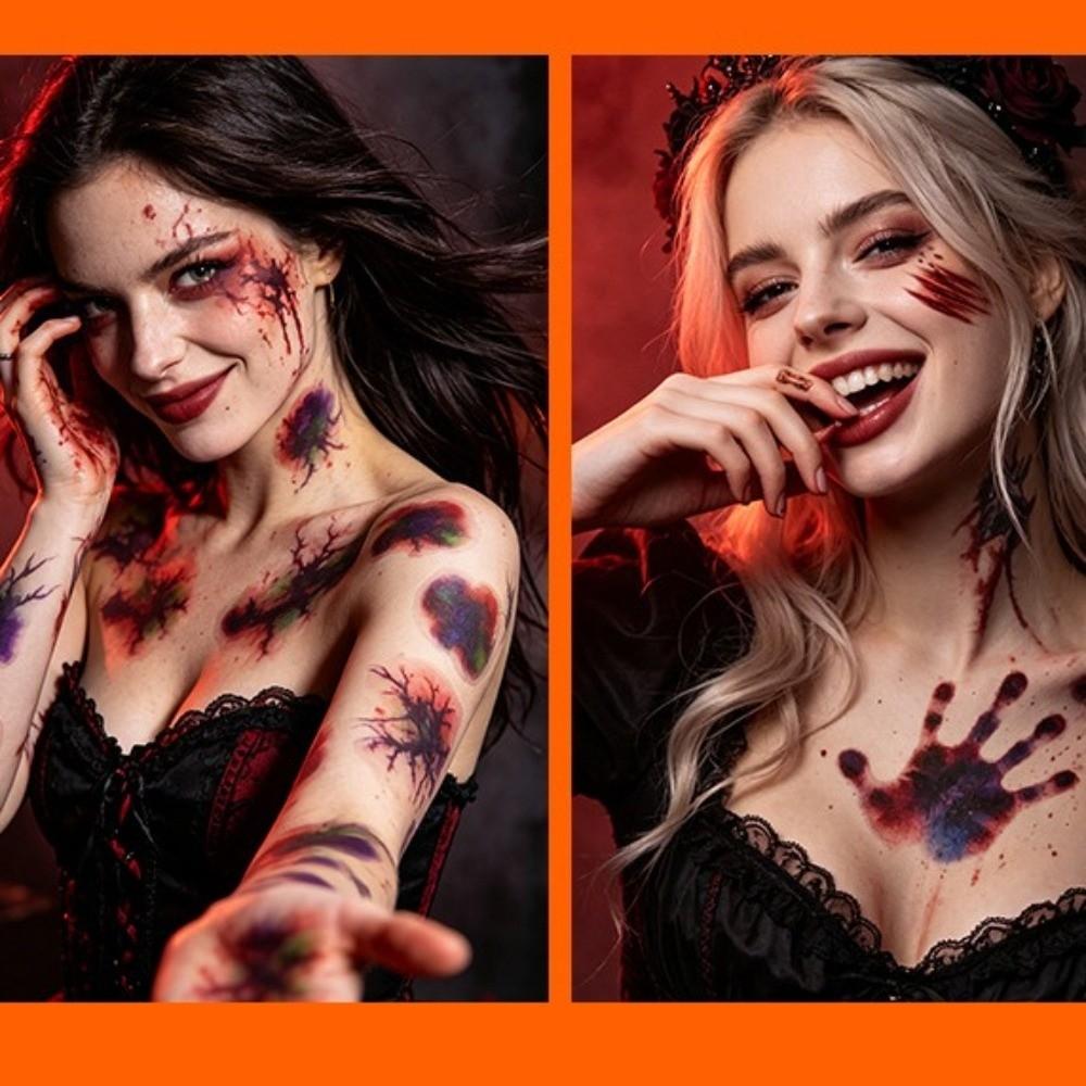 Bloody Makeup Halloween Tattoo Stickers Waterproof Body Art Scar Decals  Haunted House