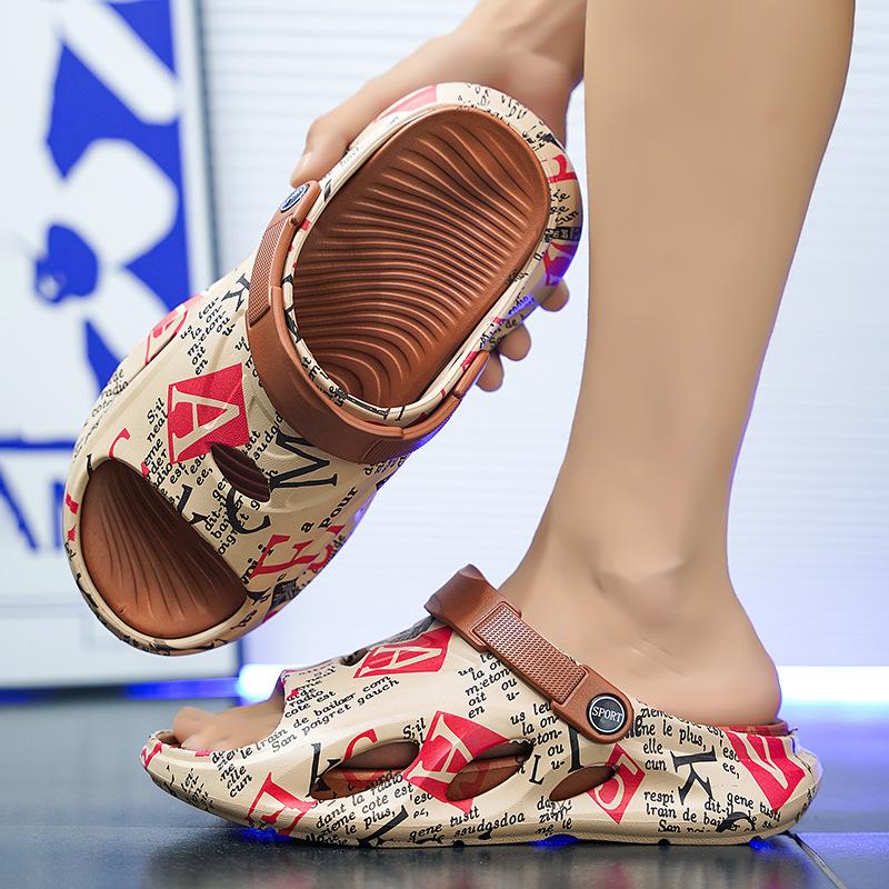 Slippers Men's Summer Beach Platform Outdoor Non-slip Coconut Sandals Men's Outside Wear Driving Shit Feeling Dual-purpose Sandals