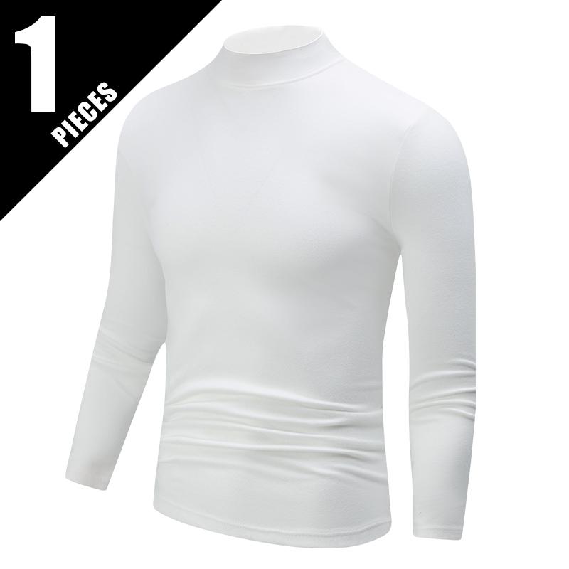 Autumn and Winter Men s Semi High Neck Warm Windproof Base Top Solid Color Versatile Youth Casual Sports Thick Base T- S
