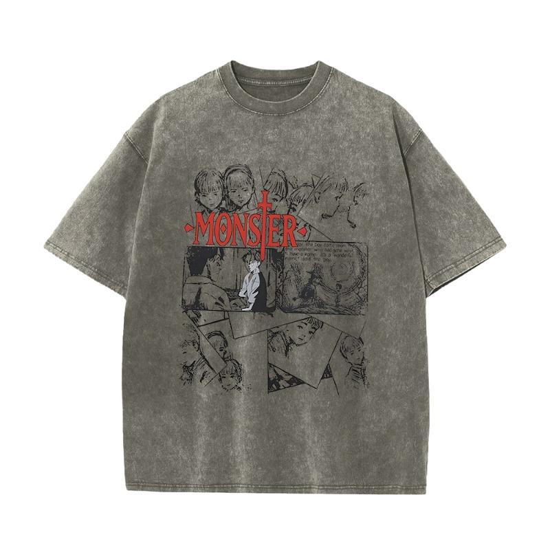 T-shirt Anime Mostri Lavate Donna Cotone Harajuku T-shirt Alta Qualità Retro per Donne Top Magliette Unisex