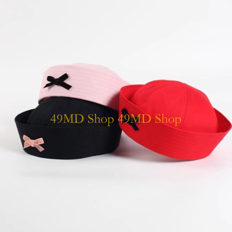49MD Sweet Hat for Spring Women JK Bowknot Sailor Hat Uniform Hat Cosplay Dress Up Hat Musical Festival Hat