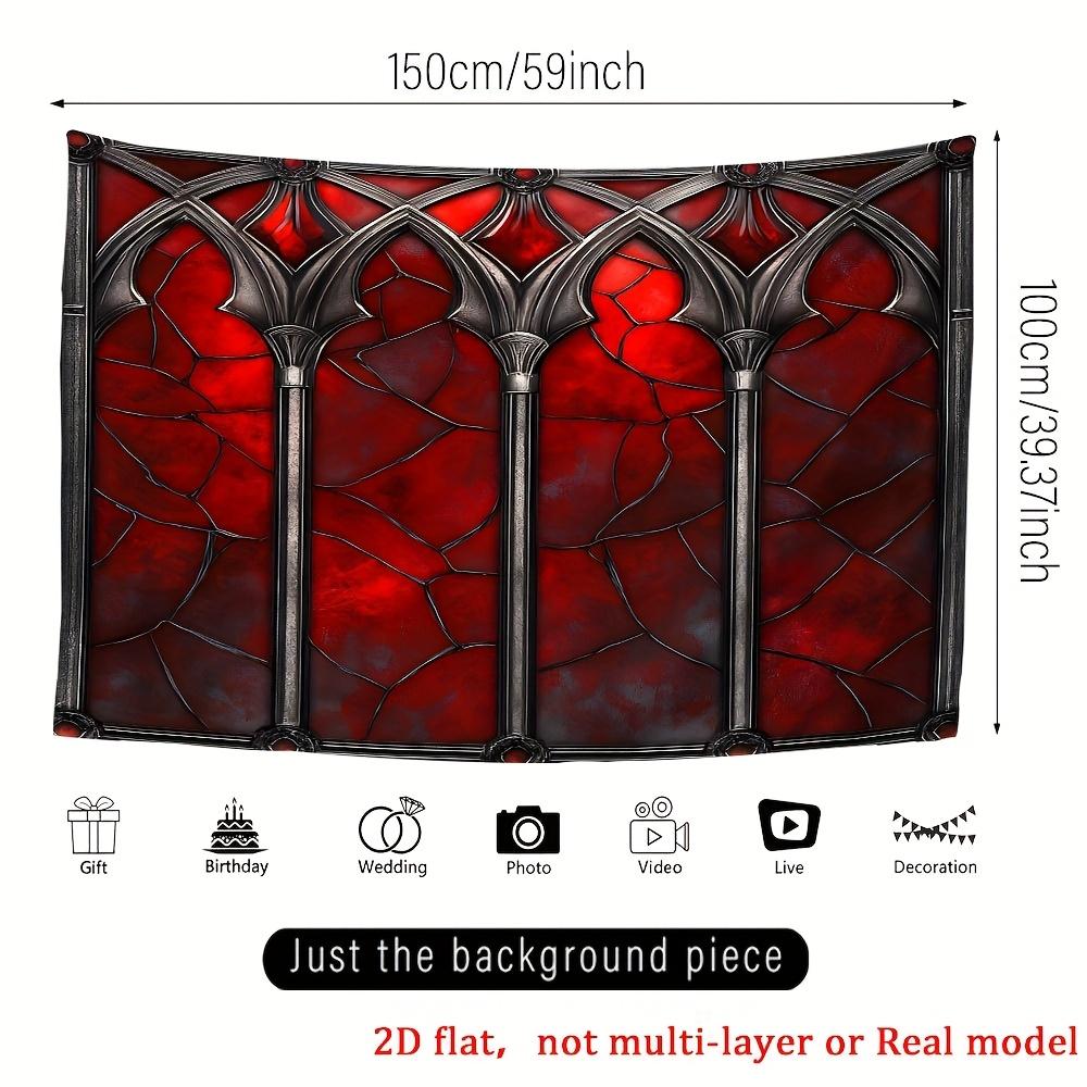 1 piece Gothic red stained glass party background flag - elegant wall decoration