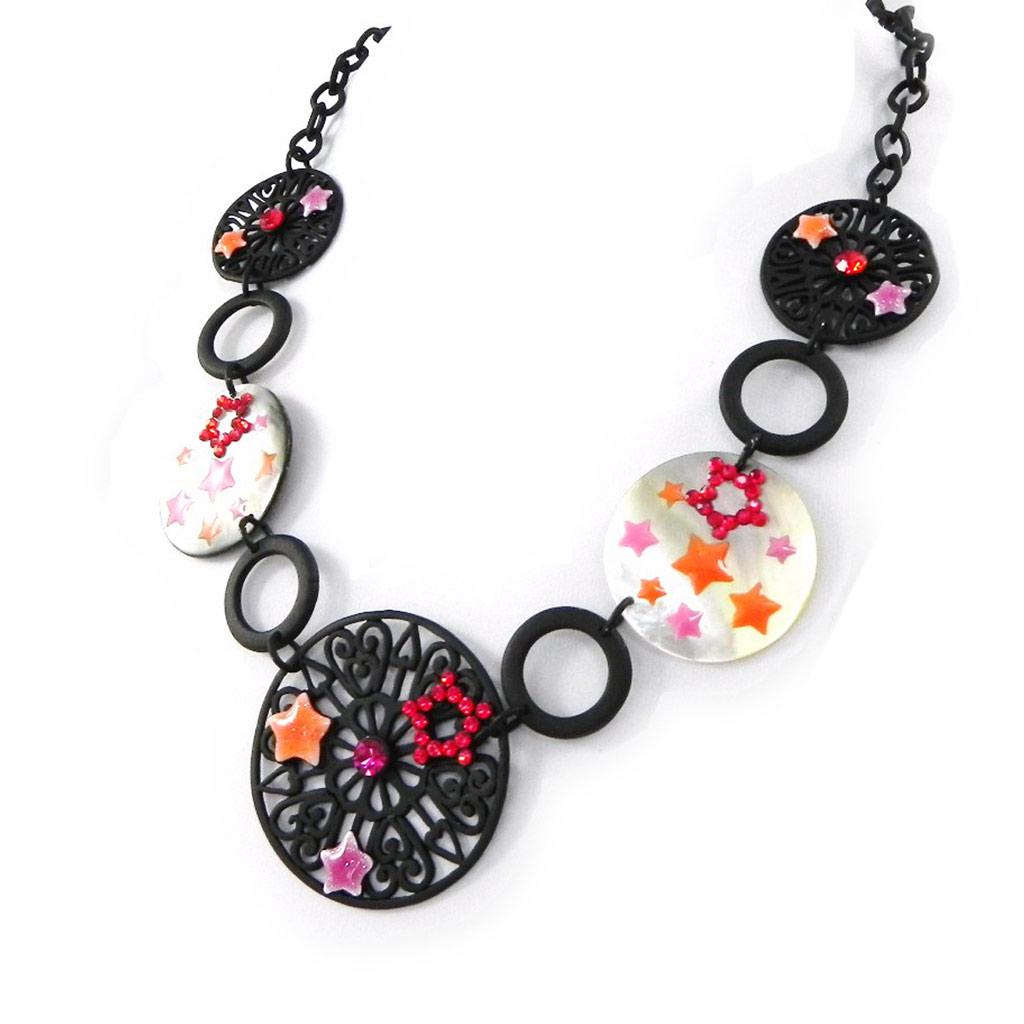 NOA [H9036] - Designer Necklace 'Carmen' Red Orange