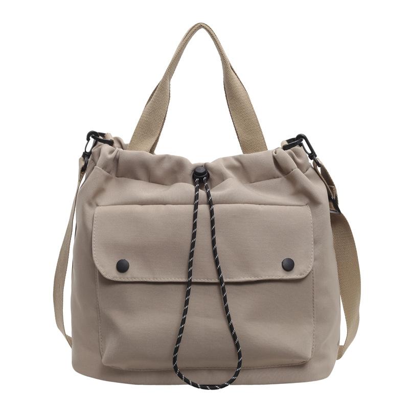 Casual drawstring tote bag women's versatile lightweight simple shoulder bag fashion commuting out portable messenger bag