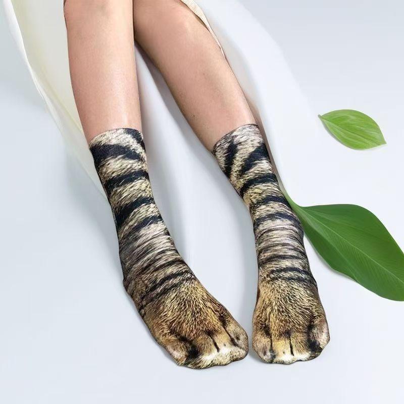 Unisex Adults 3D Print Animal Paw Socks Creative Funny Cat Dog Eagle Tiger Leopard Paw Socks Novelty Socks Gag Christmas Gifts