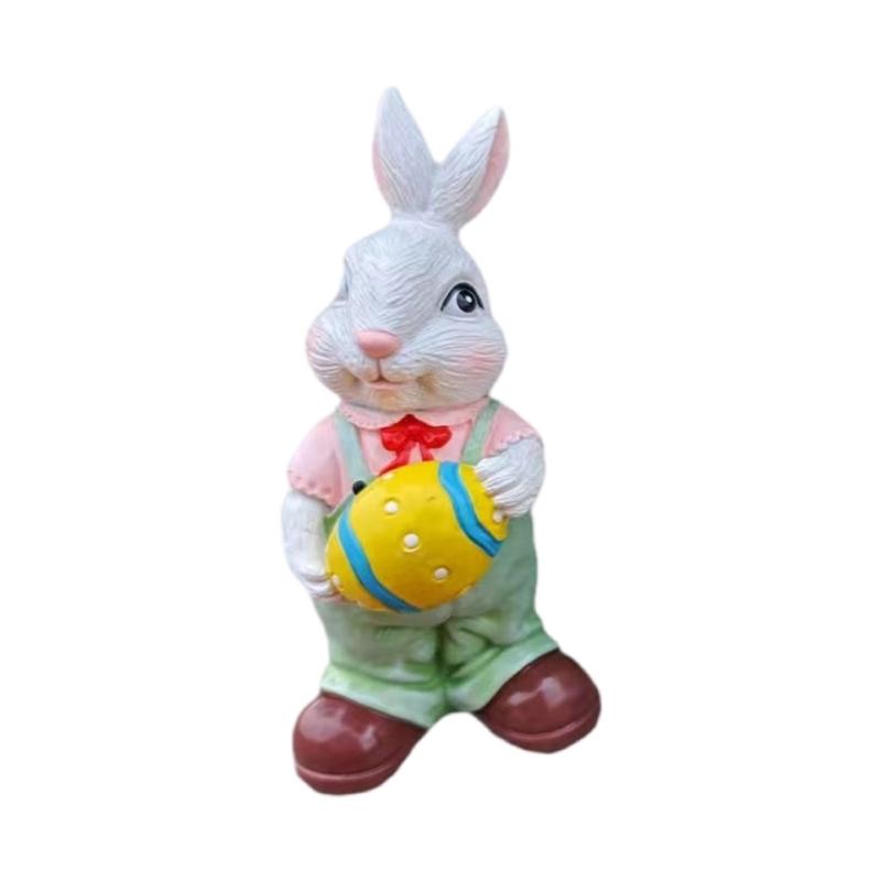 Easters Rabbit Sculpture Colorful Bunnies with Eggs Resins Figurine Statue Ornament for Home and Garden Decoration Gift