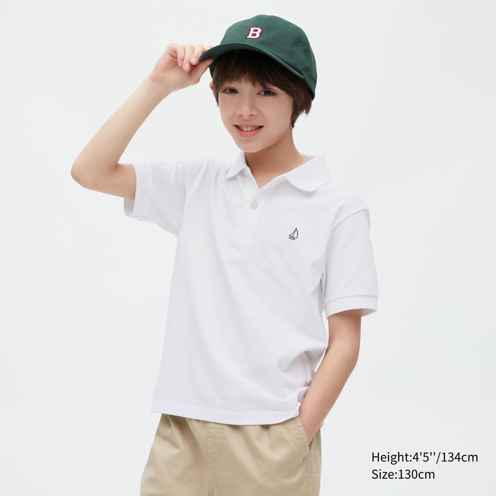 

Рубашка поло из сухого пике UNIQLO KIDS с вышивкой и короткими рукавами