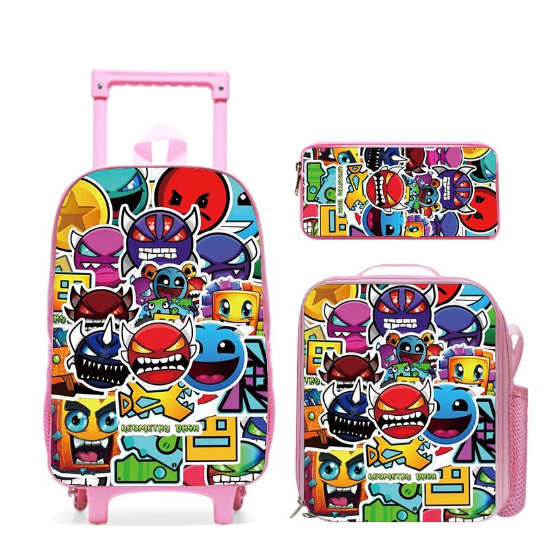 Geometry Dash School Bag Geometry Dash School Student Printed Tie Rod Backpack