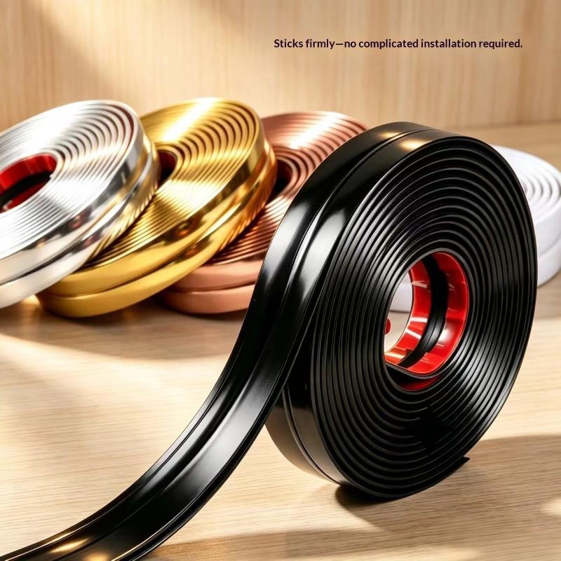 Self Adhesive Glossy Metal Edge Trim Strip With Strong Back Glue And Easy Installation Perfect For Home Wall Tile Gap Decoration
