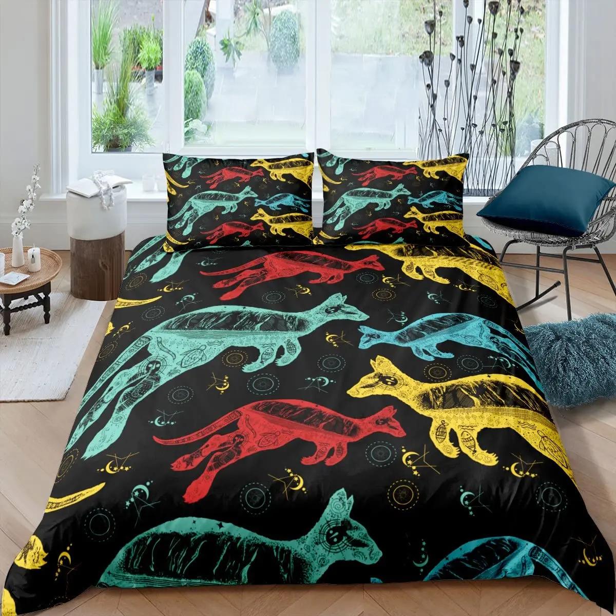 

Comforter Kangaroo King Size For Boys Girls Kangaroo Bedding Set Tree Branches Comforter Wild Animal Comforter (quilt)-EU Single(135*200cm)3pcs
