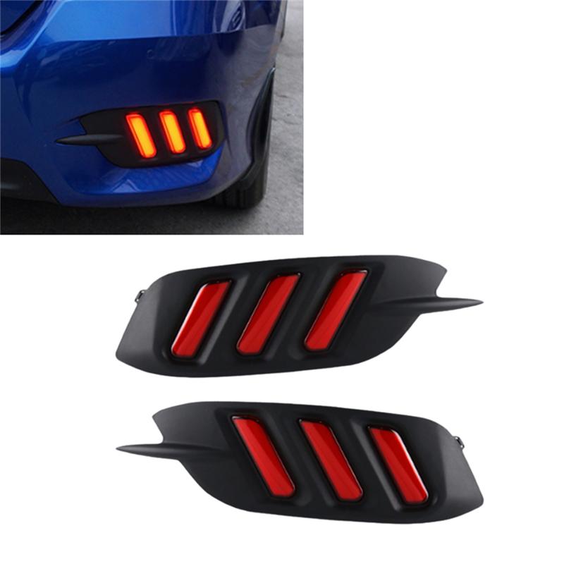 

Car LED Tail Brake Light Rear Bumper Dynamic Turn Signal Lights For HONDA Civic 2016-2018