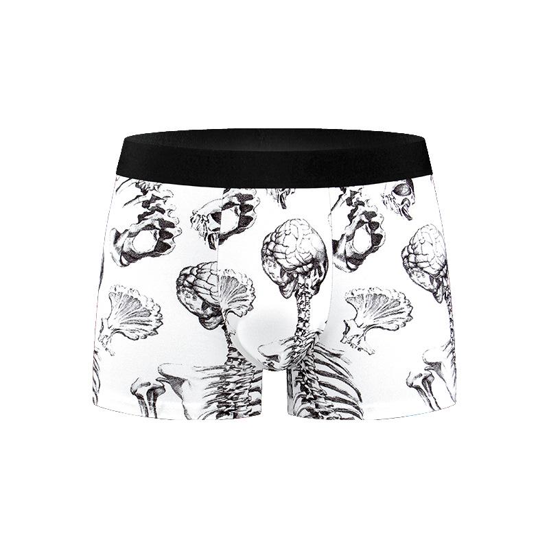 Temu Men's Digital Print Comfortable Breathable Boxer Briefs - European & American Style.