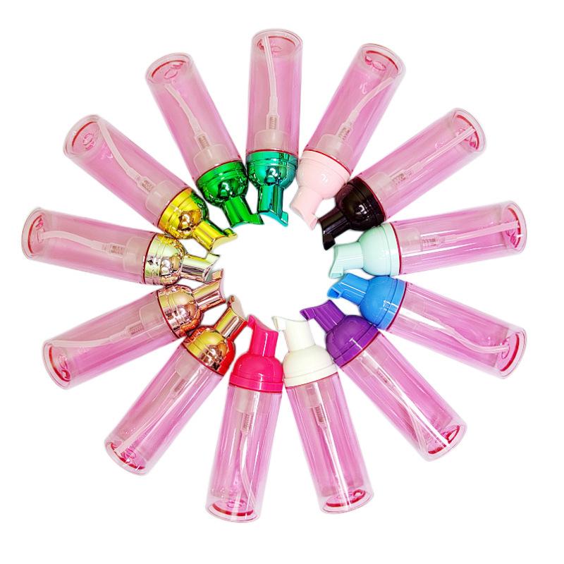 Pet Translucent Pink Press-to-Foam Refillable Cleanser/Mousse/Toothpaste Bottle, 60ml