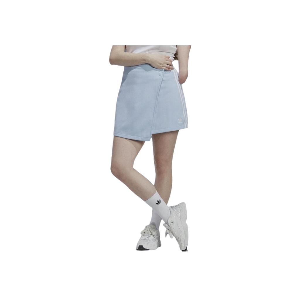 Adidas Originals Trefoil Striped Logo Print Mini Skirt Women Bottoms Blue IC5476