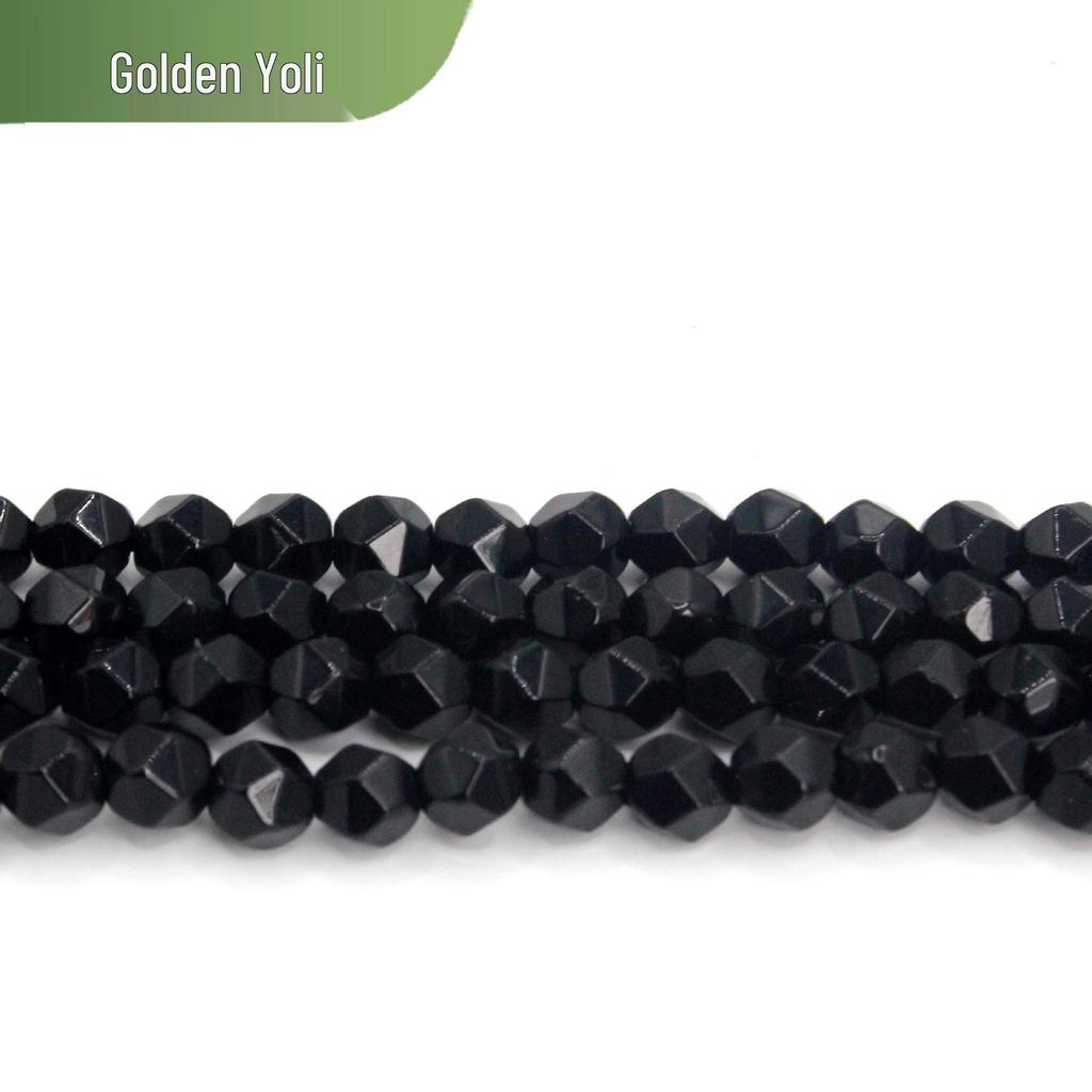 Wide Face Black Agate Cutting Glass Beads for DIY Jewelry and Bracelet Making